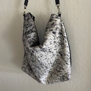 Primecut Salt and Pepper Cowhide Shoulder Bag